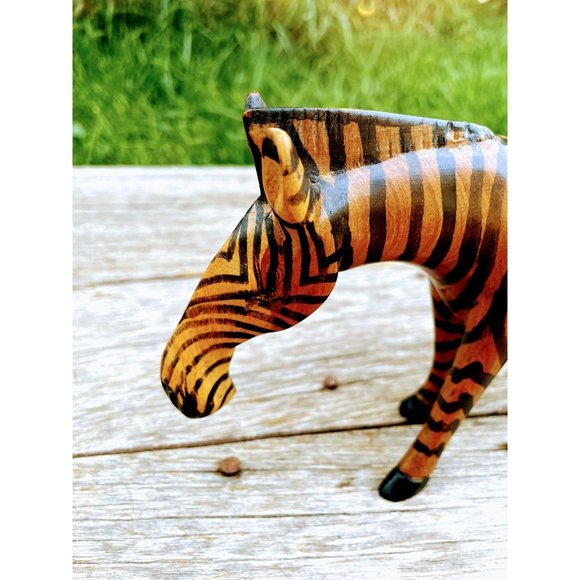 Vintage Wood MCM African Zebra Folk Art - Picture 6 of 11